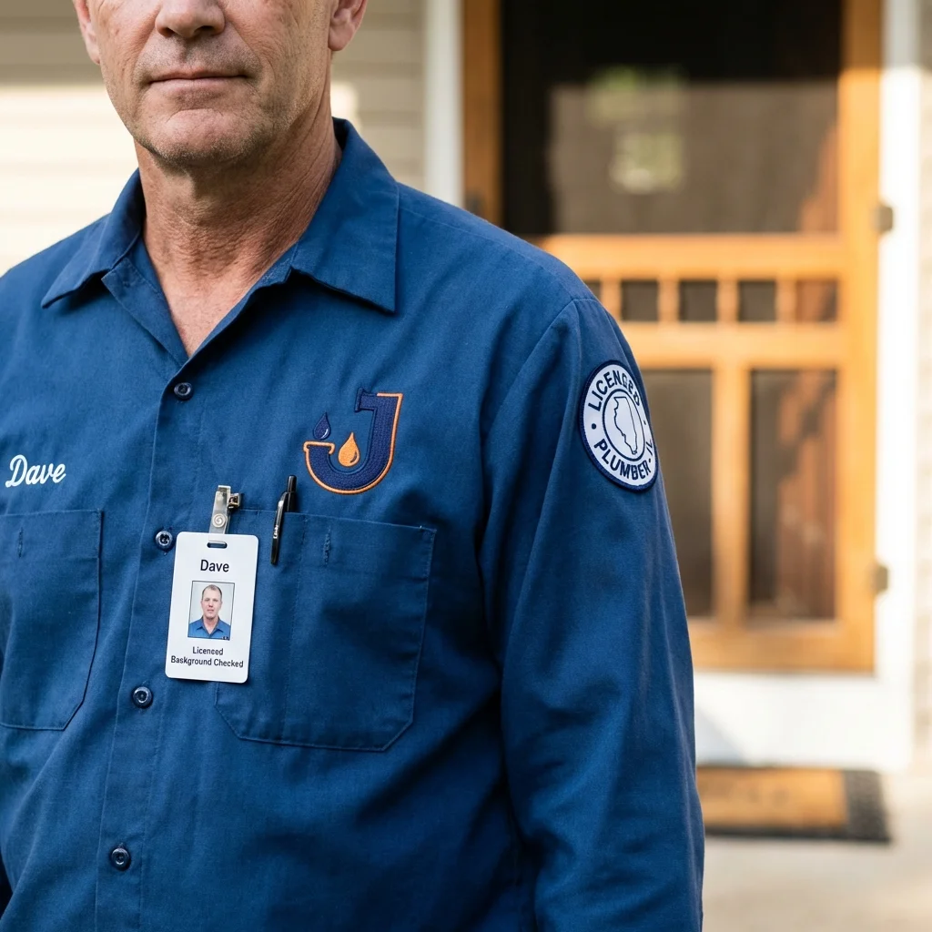 Licensed plumber showing ID badge in Hawesville, KY