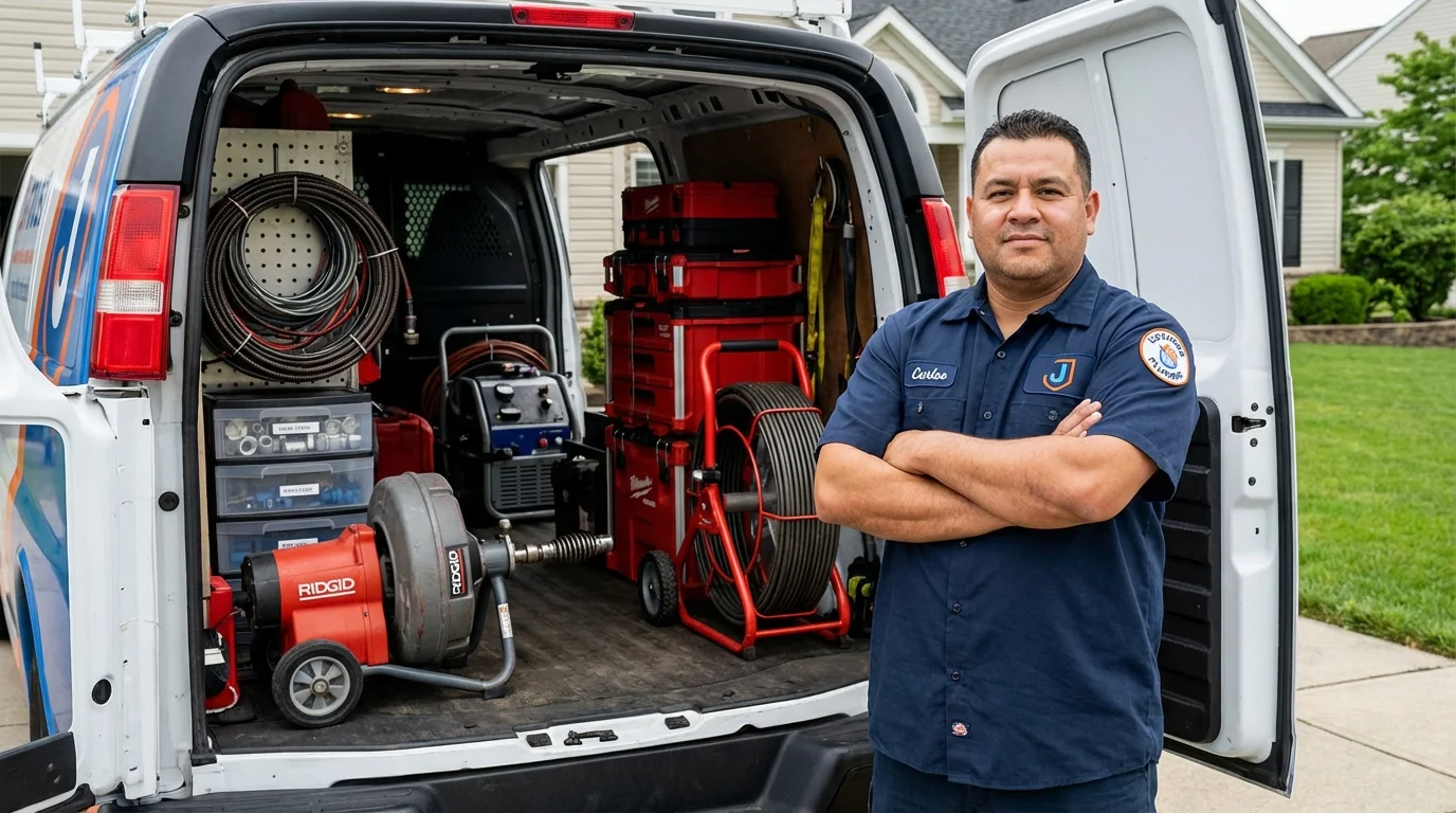 Professional drain cleaning equipment and Johns Plumbing LLC plumber in Hawesville