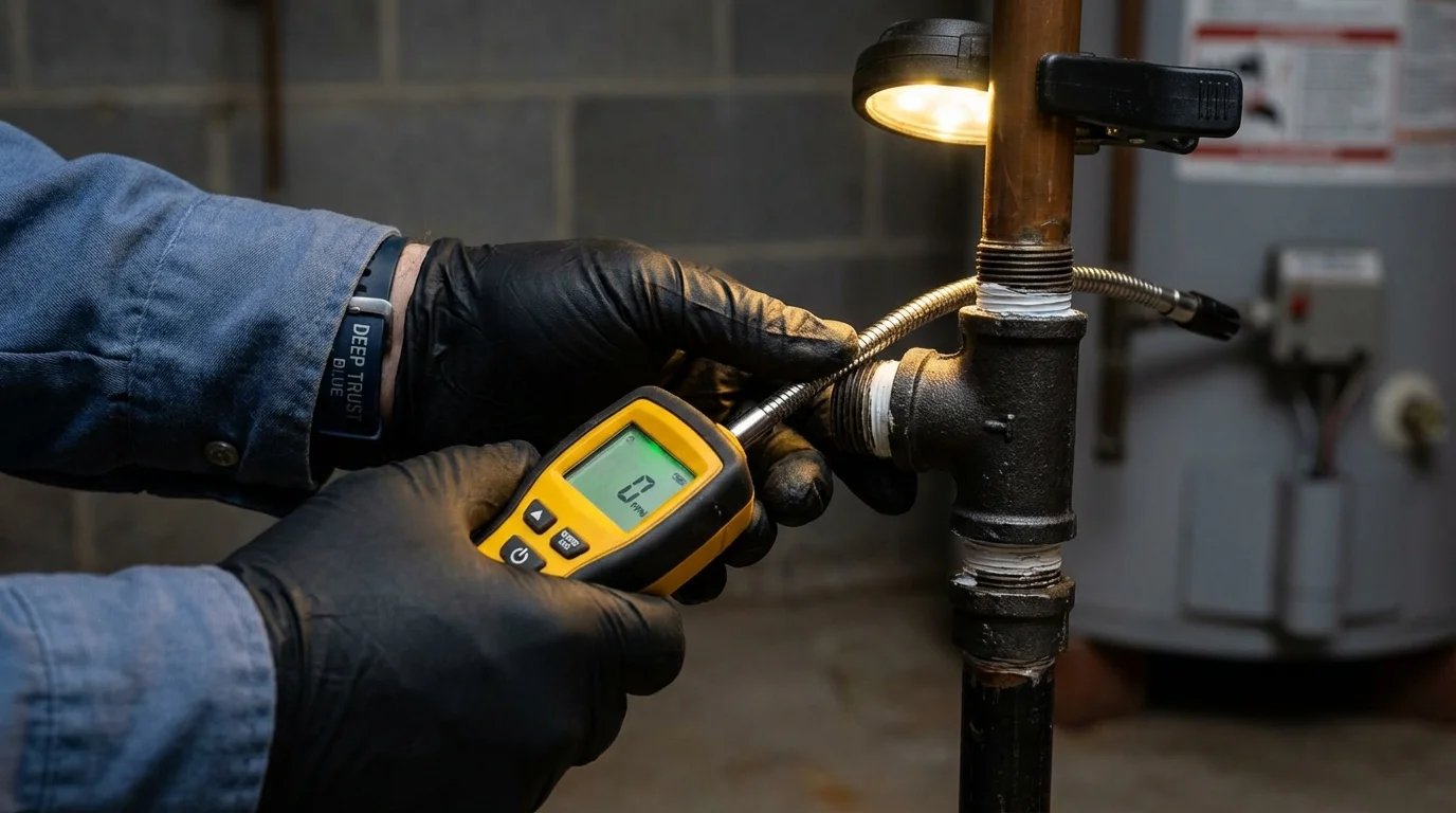 Gas leak detection with electronic sniffer by Johns Plumbing LLC in Hawesville