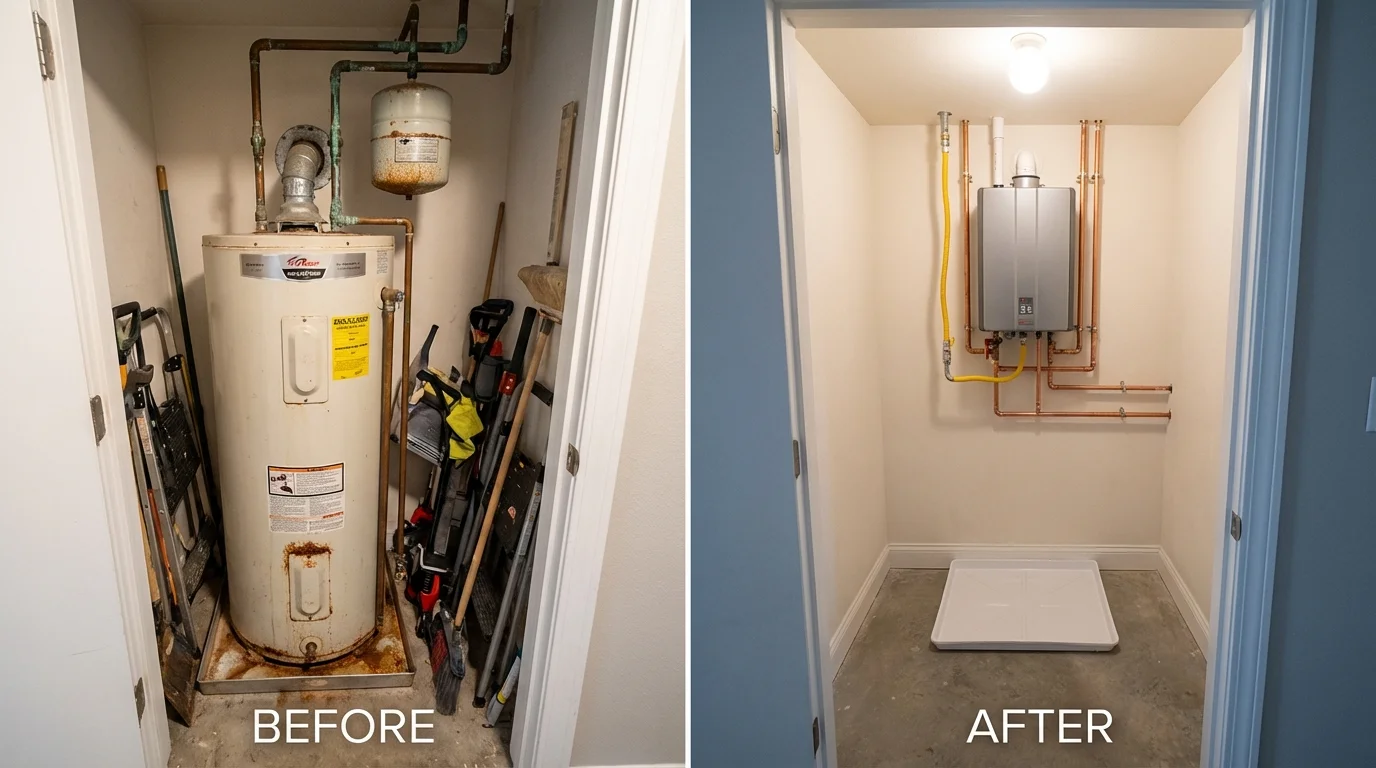 Tank water heater versus wall-mounted tankless unit comparison for Hawesville, KY homeowners