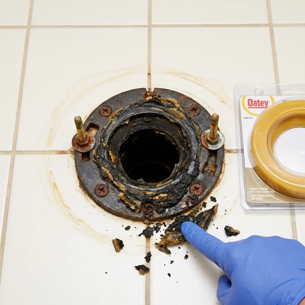 Failed wax ring showing water seepage at the base of a toilet in a Hawesville, KY home